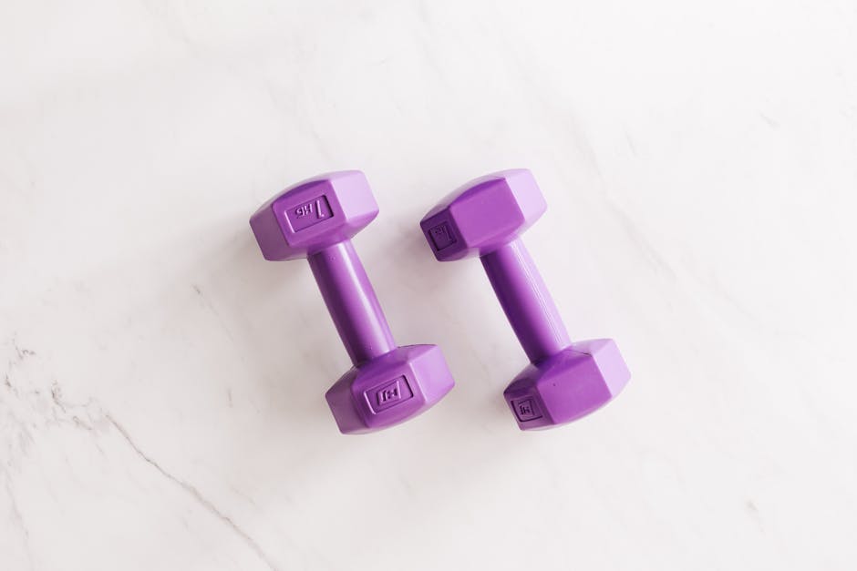 Purple dumbbells representing financial flexibility